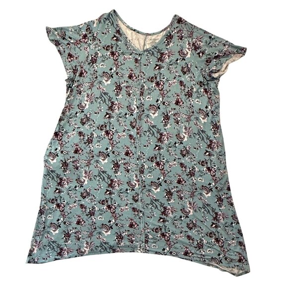 Catherines Dresses & Skirts - Catherines Dress Size 3X Floral Teal Burgundy Knit Short Sleeve Pockets